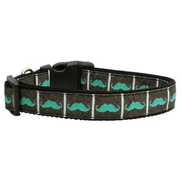 Unconditional Love Aqua Moustaches Ribbon Dog Collars Medium UN847506